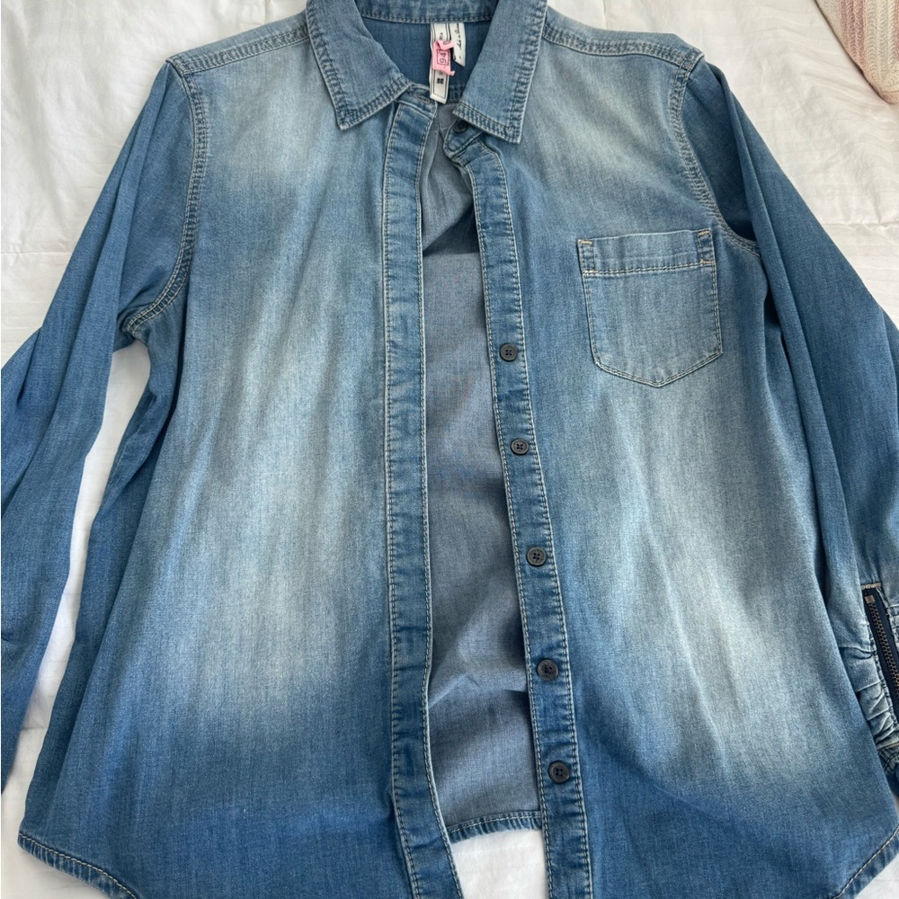 BCBGMaxAzria Blue Denim Button Down Shirt